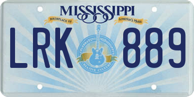 MS license plate LRK889