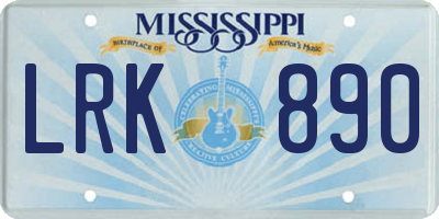 MS license plate LRK890