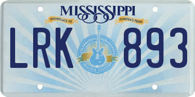 MS license plate LRK893