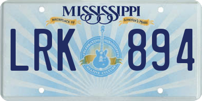 MS license plate LRK894