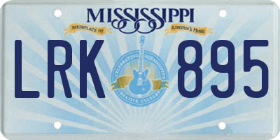 MS license plate LRK895