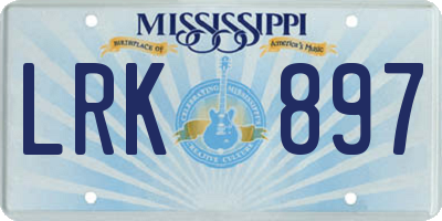 MS license plate LRK897