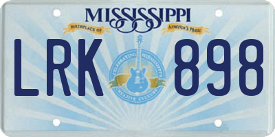 MS license plate LRK898