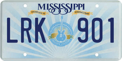 MS license plate LRK901