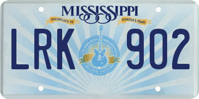 MS license plate LRK902