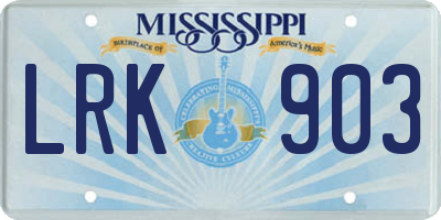 MS license plate LRK903
