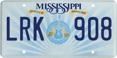 MS license plate LRK908