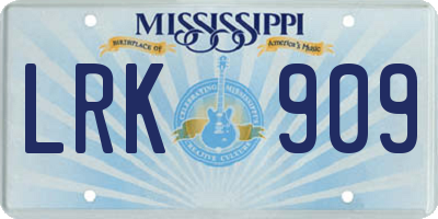 MS license plate LRK909