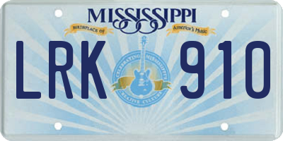 MS license plate LRK910