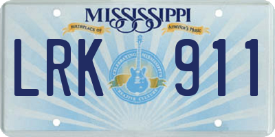 MS license plate LRK911
