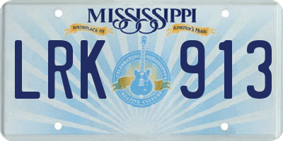 MS license plate LRK913