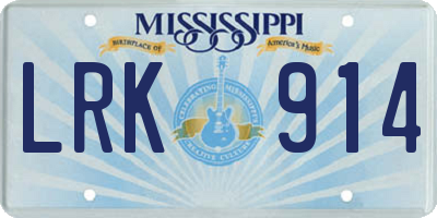 MS license plate LRK914