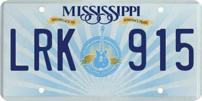 MS license plate LRK915