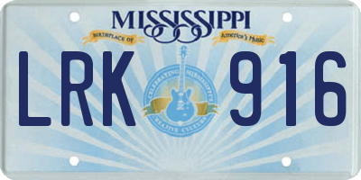 MS license plate LRK916