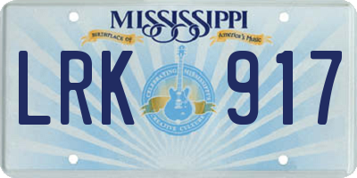 MS license plate LRK917