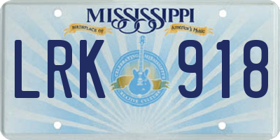 MS license plate LRK918