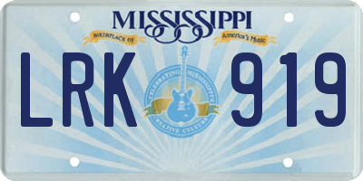 MS license plate LRK919