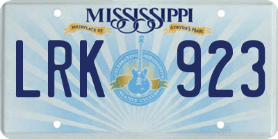 MS license plate LRK923