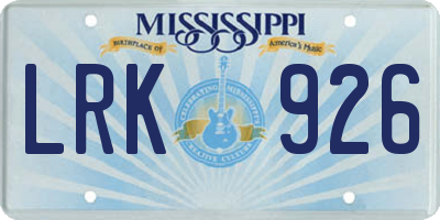 MS license plate LRK926