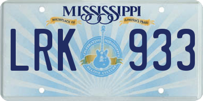 MS license plate LRK933