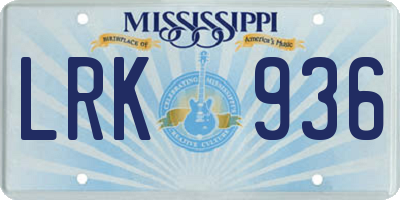 MS license plate LRK936