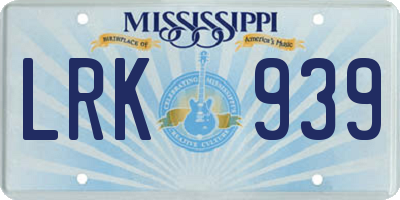 MS license plate LRK939