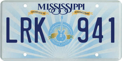 MS license plate LRK941