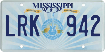 MS license plate LRK942