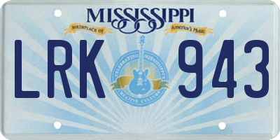 MS license plate LRK943