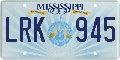 MS license plate LRK945