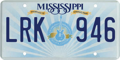 MS license plate LRK946
