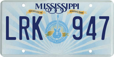 MS license plate LRK947