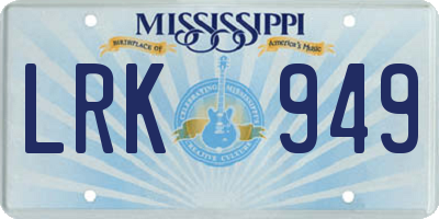 MS license plate LRK949