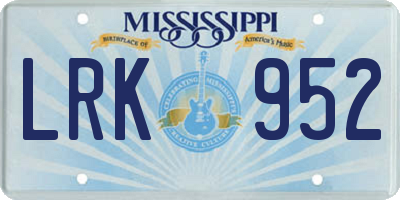 MS license plate LRK952