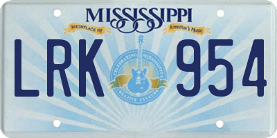 MS license plate LRK954