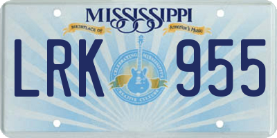 MS license plate LRK955