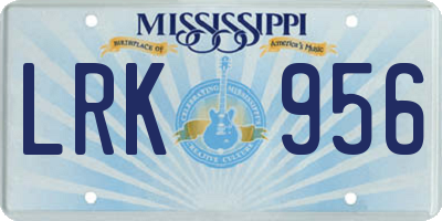 MS license plate LRK956