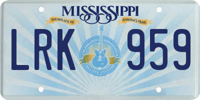 MS license plate LRK959