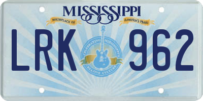 MS license plate LRK962