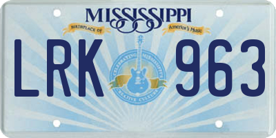 MS license plate LRK963