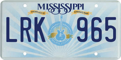 MS license plate LRK965