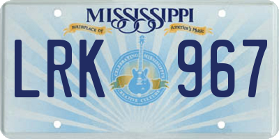 MS license plate LRK967