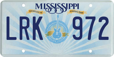 MS license plate LRK972