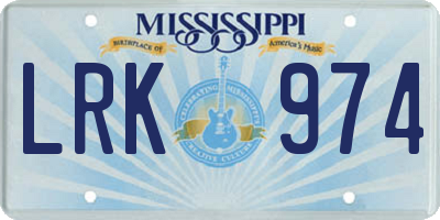 MS license plate LRK974