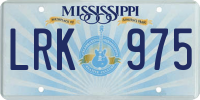 MS license plate LRK975