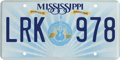 MS license plate LRK978