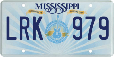 MS license plate LRK979