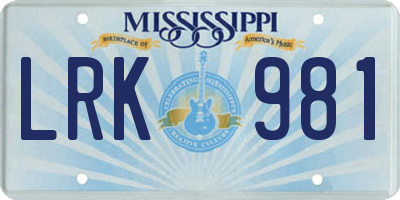 MS license plate LRK981