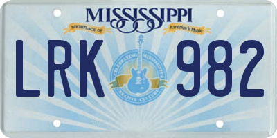 MS license plate LRK982