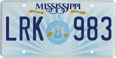 MS license plate LRK983